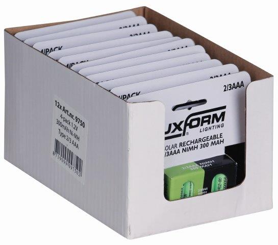 4x 300 mAh 2/3 AAA 1,2V rechargeable battery - Luxform Lighting